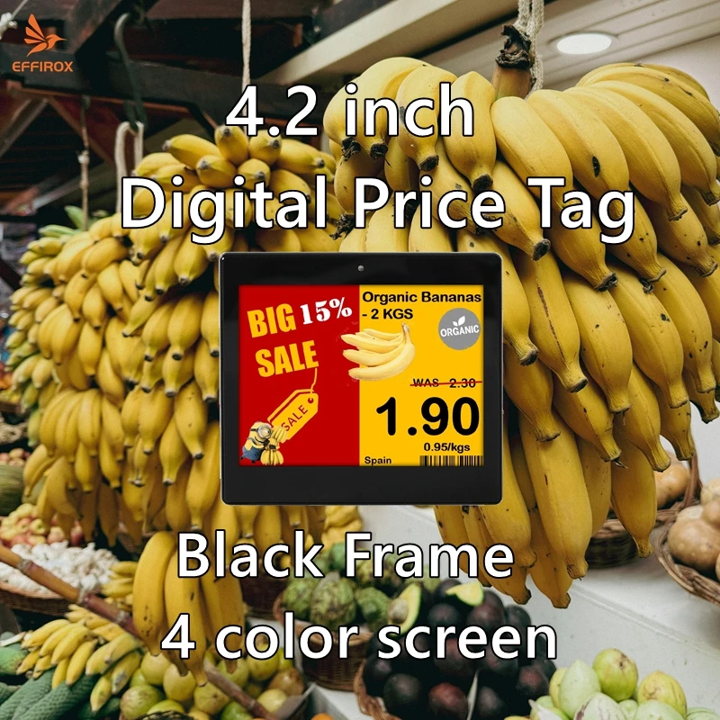 Black Frame 4.2 Inch ESL 4 Color Electronic Shelf Labels Digital Price Tags Eink Epaper Shelf Labels