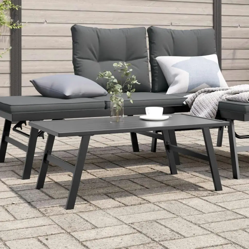 Black Powder-Coated Steel Garden Coffee Table 9 for X4 X3 5 cm - Stylish Outdoor Furniture