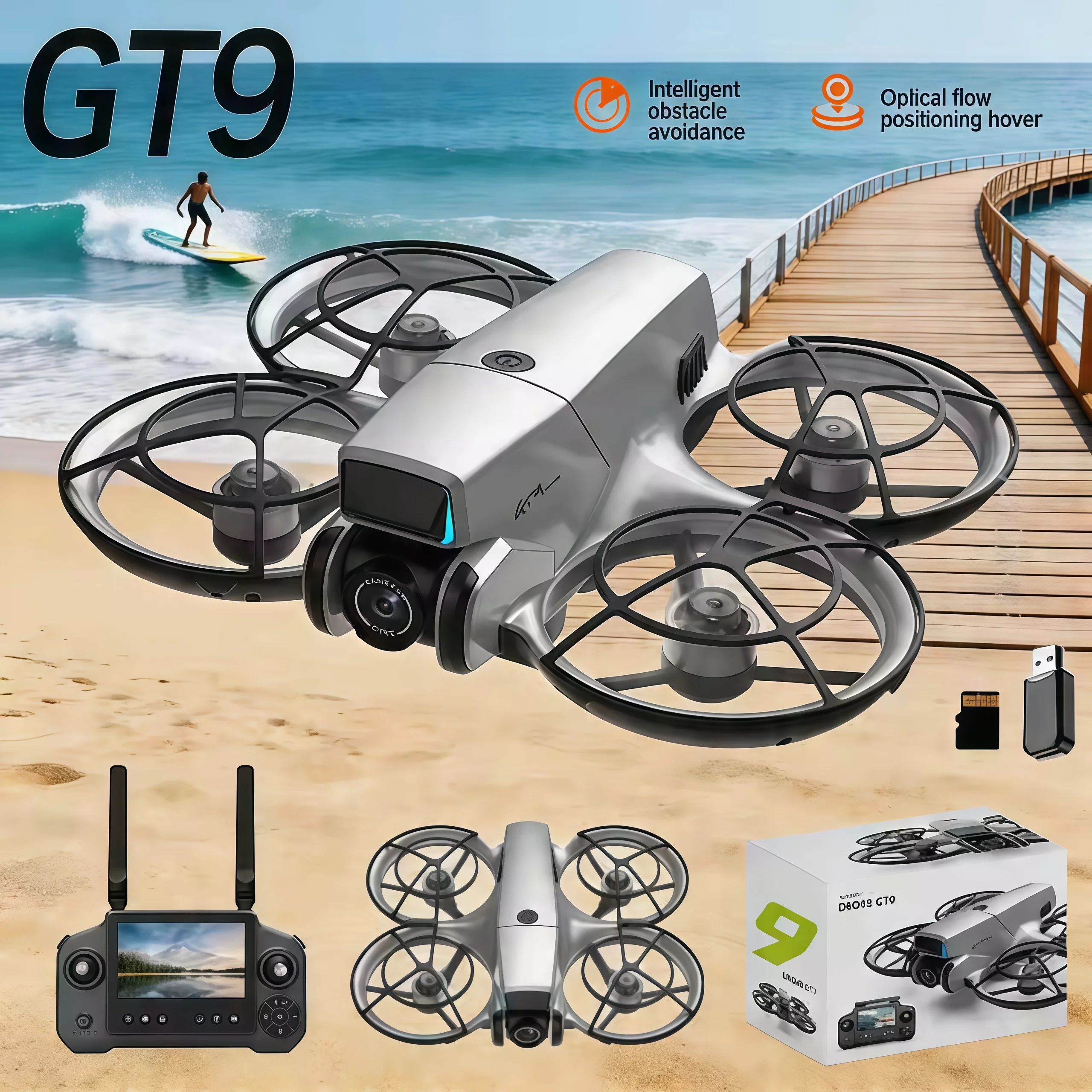 

LSRC New GT9 Brushless FPV Drone 4.3" LCD Screen 143g No Registration, EIS Anti-Shake, Optical Flow, 2.4G 6CH WiFi RC Quadcopter