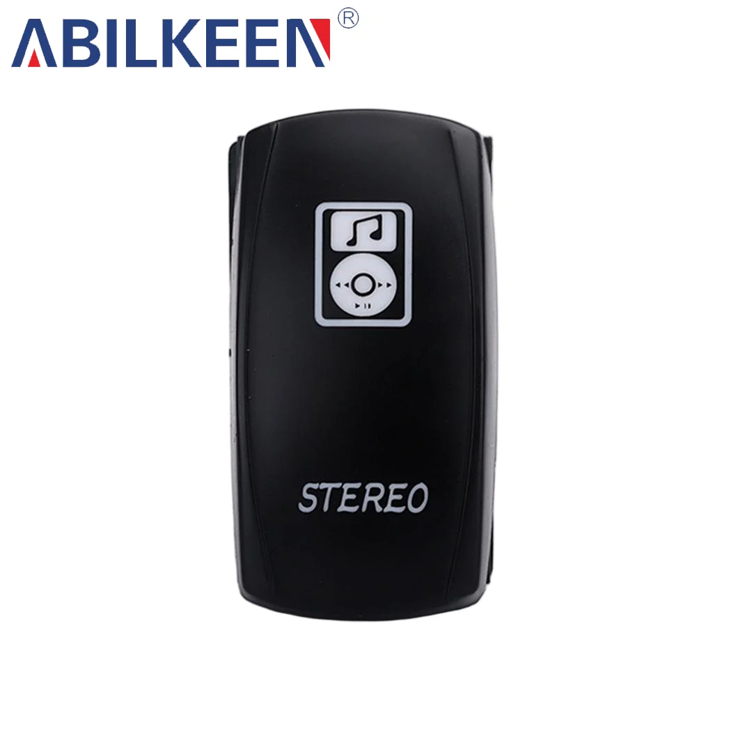 Hot Item Stereo  with Lasered Symbol  Waterproof Car Rocker Switch 12V 24V for Car Truck Marine Universal Electrical Use