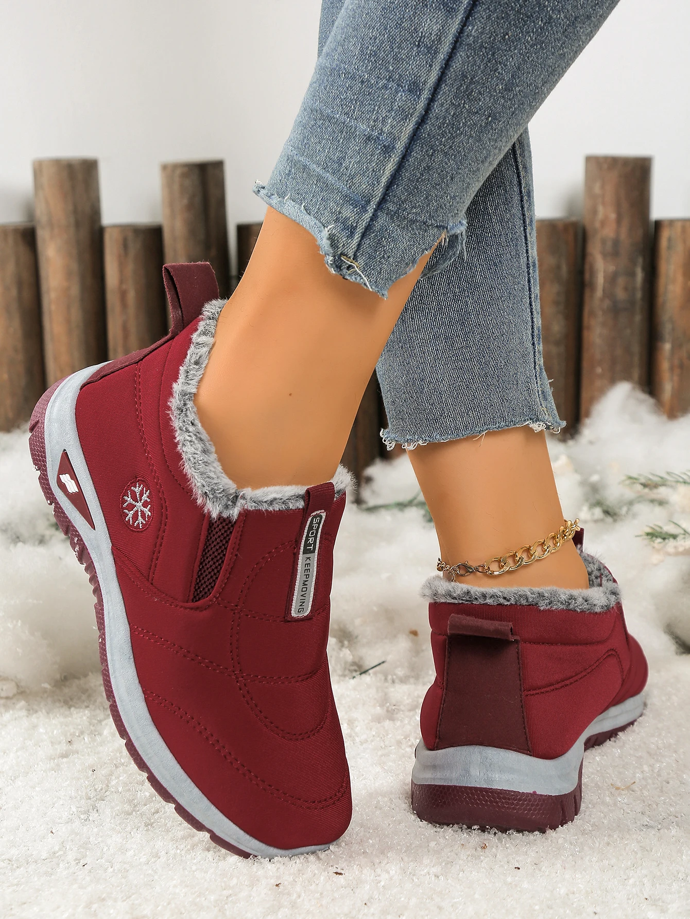 Damenstiefel, leichte Damenschuhe, bequeme Damen-Freizeitschuhe mit weicher Sohle und dickem Fleecefutter, Schuhe mit kostenlosem Versand – Detail 9