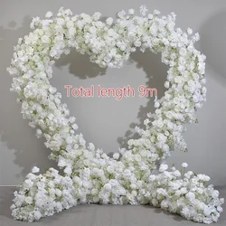 2.4m Love Heart-Shaped Arch Frame Flower Decor Ivory Artificial Flower Row Nackdrop Arrangement Dekoracja ślubna Flower Runner