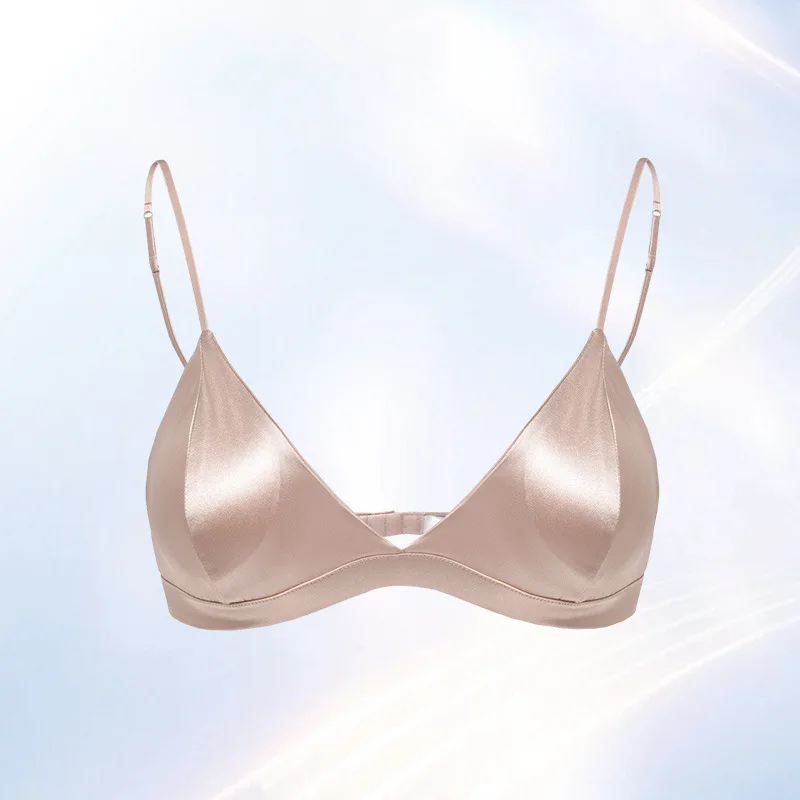 Mulberry Silk French Style Wireless Bra No Steel Ring Anti Sagging Triangular Cup Women Fashion Lingerie