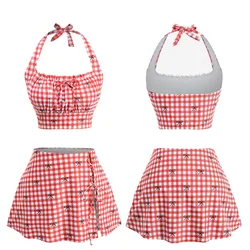 ROSEGAL Plus Size Gothic damskie jednoczęściowe stroje kąpielowe letnie stroje plażowe bikini bez pleców z wycięciami na ramionkach strój kąpielowy