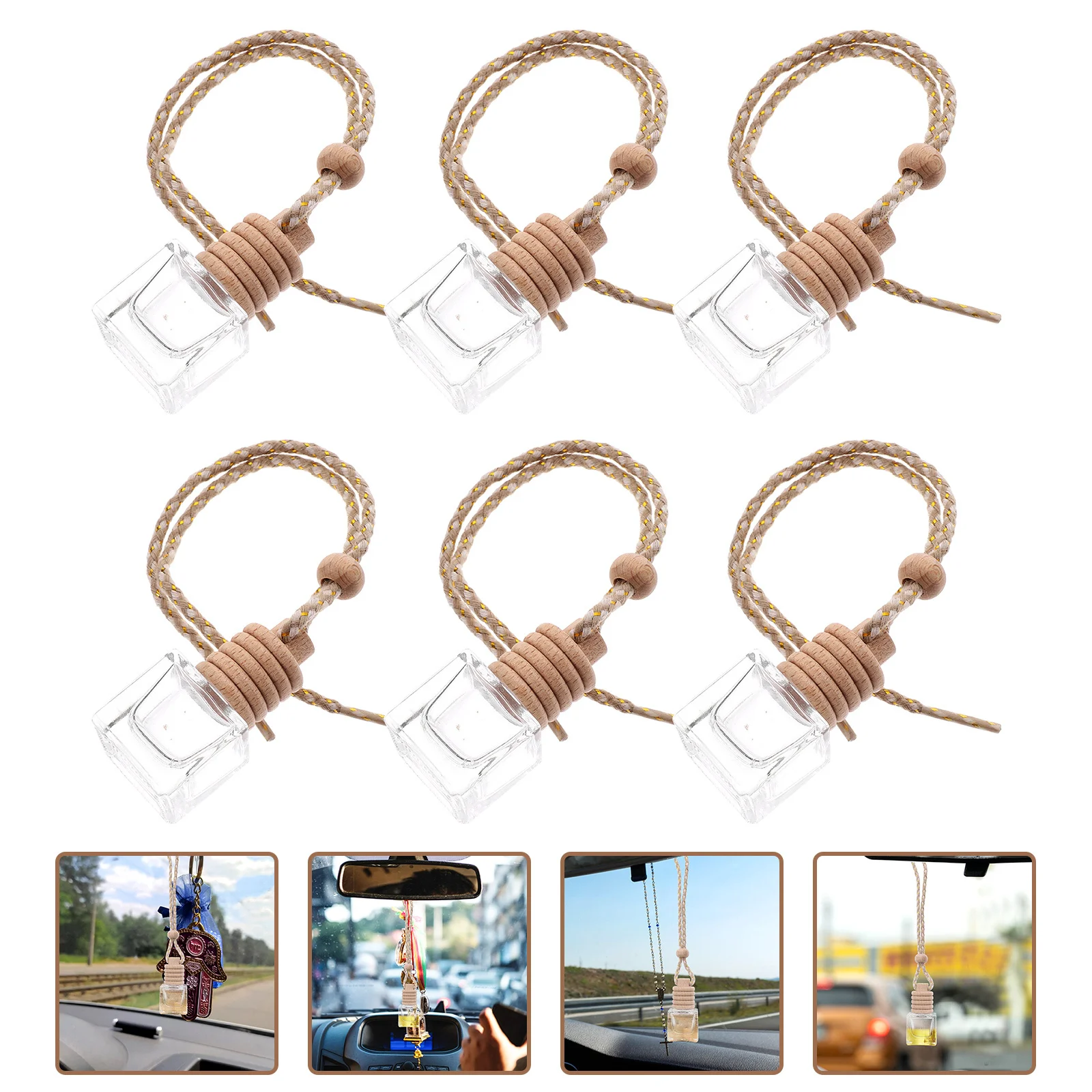 

6Pcs Car Air Freshener Bottles Empty Glass Perfume Bottles Reusable Diffuser Bottle Essential Oil Storage Car Accessories