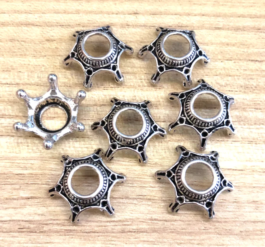 25pcs 17mm  Alloy metal   big hole bead cap  HWEF1987