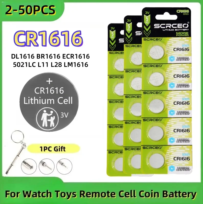

2-60PCS 3V CR1616 Lithium Button Battery DL1616 BR1616 ECR1616 5021LC L11 L28 LM1616 Coin Cell for Watch CR 1616 Batteries