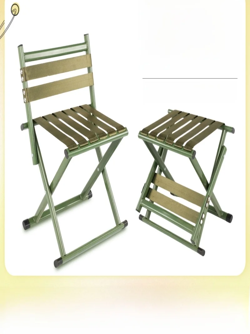 

Portable Metal Stool Thiened Picnic Chair Lightweight Cam Outdoor Leisure Furniture Iron Material Foldable up to 200kg