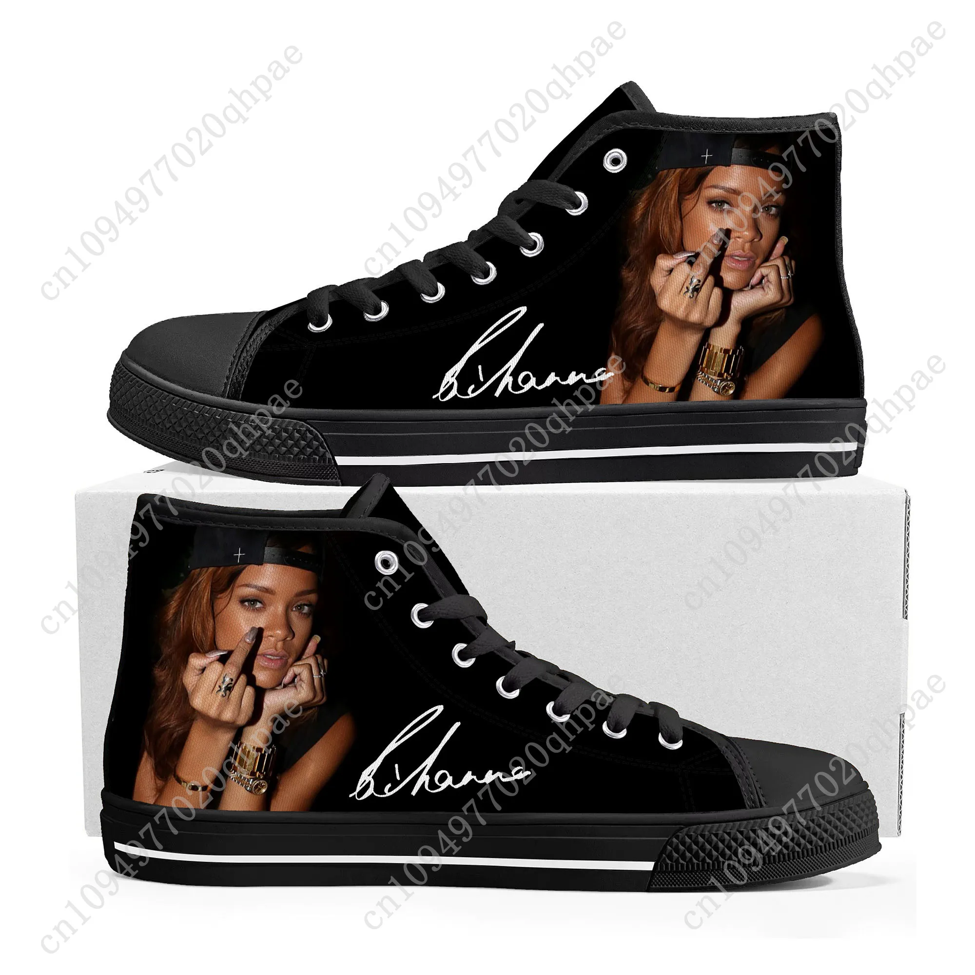 R-Rihanna High Top Sneakers Mens Womens Teenager High Quality Canvas Sneaker 3D Print Casual Couple Shoes Personalized Shoe