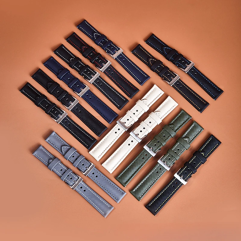 

Нейлоновый ремешок для часов из натуральной кожи с нашивкой, подходит для умных часов, мягкий ремешок 18 мм, 20 мм, 19/21/23 мм, 22 мм