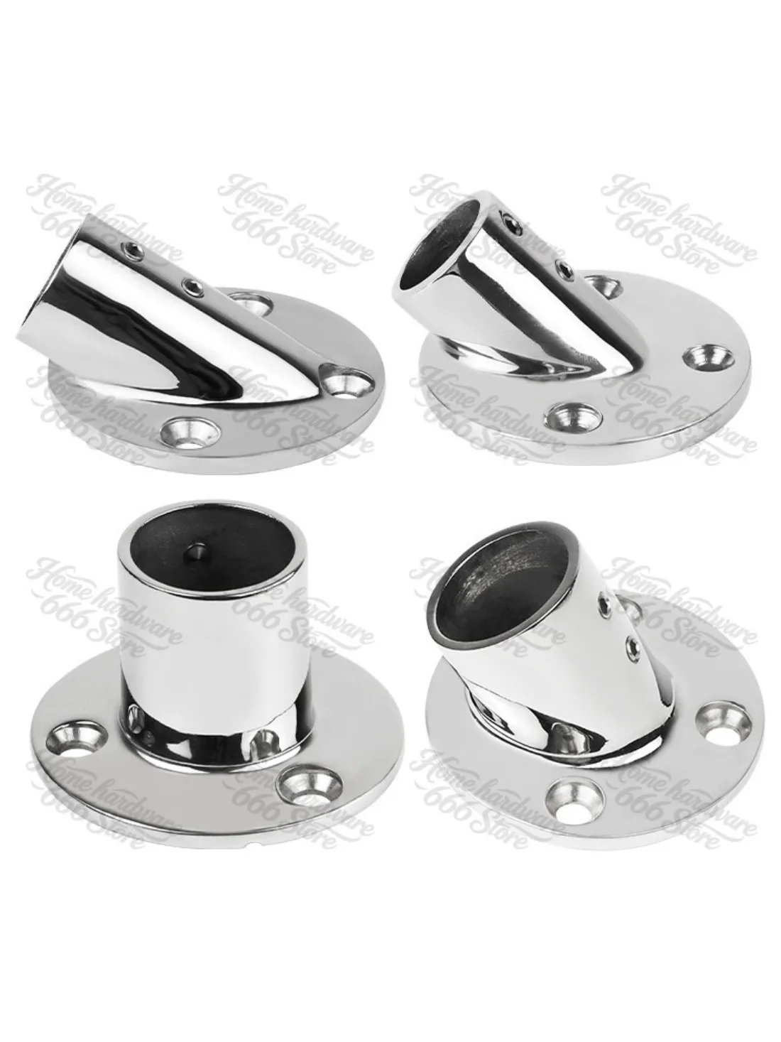 316 Stainless Steel Flange Seat Clothes Rod 22/25mm Round Tube Seat 60 Degree 90 Degree Hardware Marine Yacht Parts