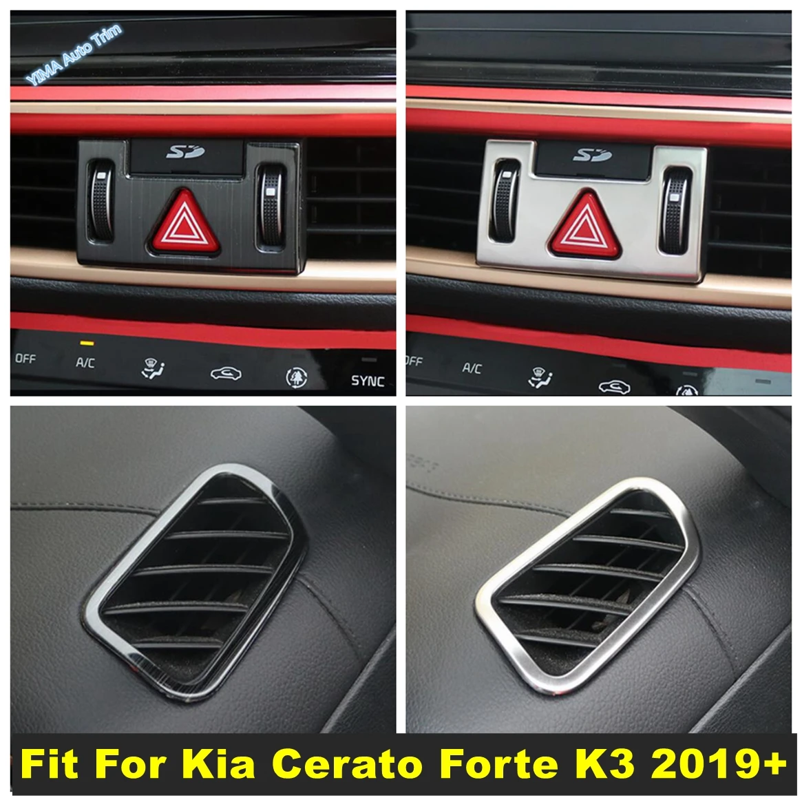 

Auto Warning Light Lamp Frame / Dashboard AC Air Conditioning Vents Cover Trim Accessories For Kia Cerato Forte K3 2019 - 2023