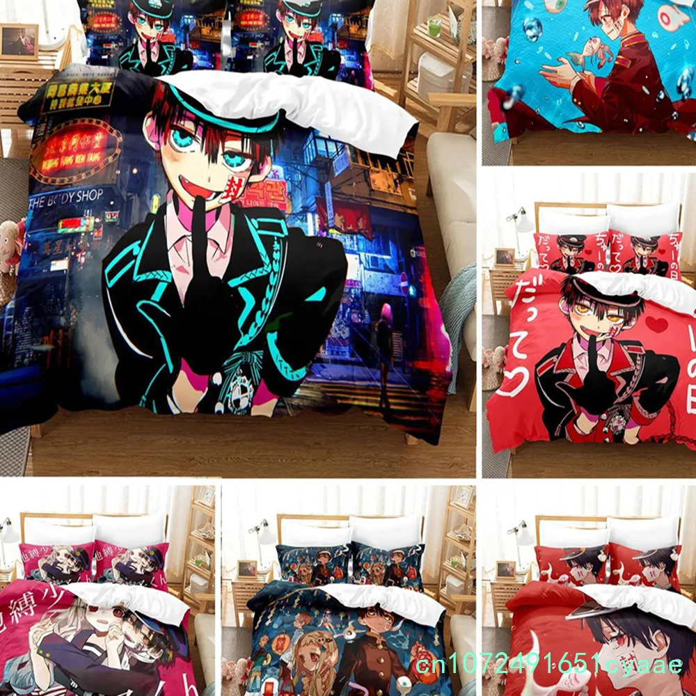 Hot Ground-Bound Boy Hanako-Kun Toilet-Bound Bedding Set Anime Duvet Cover Sets Comforter Beding Double Size Adults Kids Gift