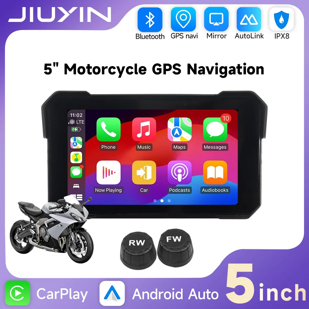 

5-дюймовый беспроводной CarPlay Moto Android Auto портативный цифровой мотоцикл GPS-навигация IPX8 водонепроницаемый экран Bluetooth
