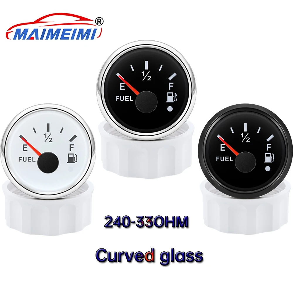 

240-33 ohm Fuel Level Gauge Empty-1/2-Full Oil Tank Meter with Alarm 7-color backlight Digital pointer Car Gauge