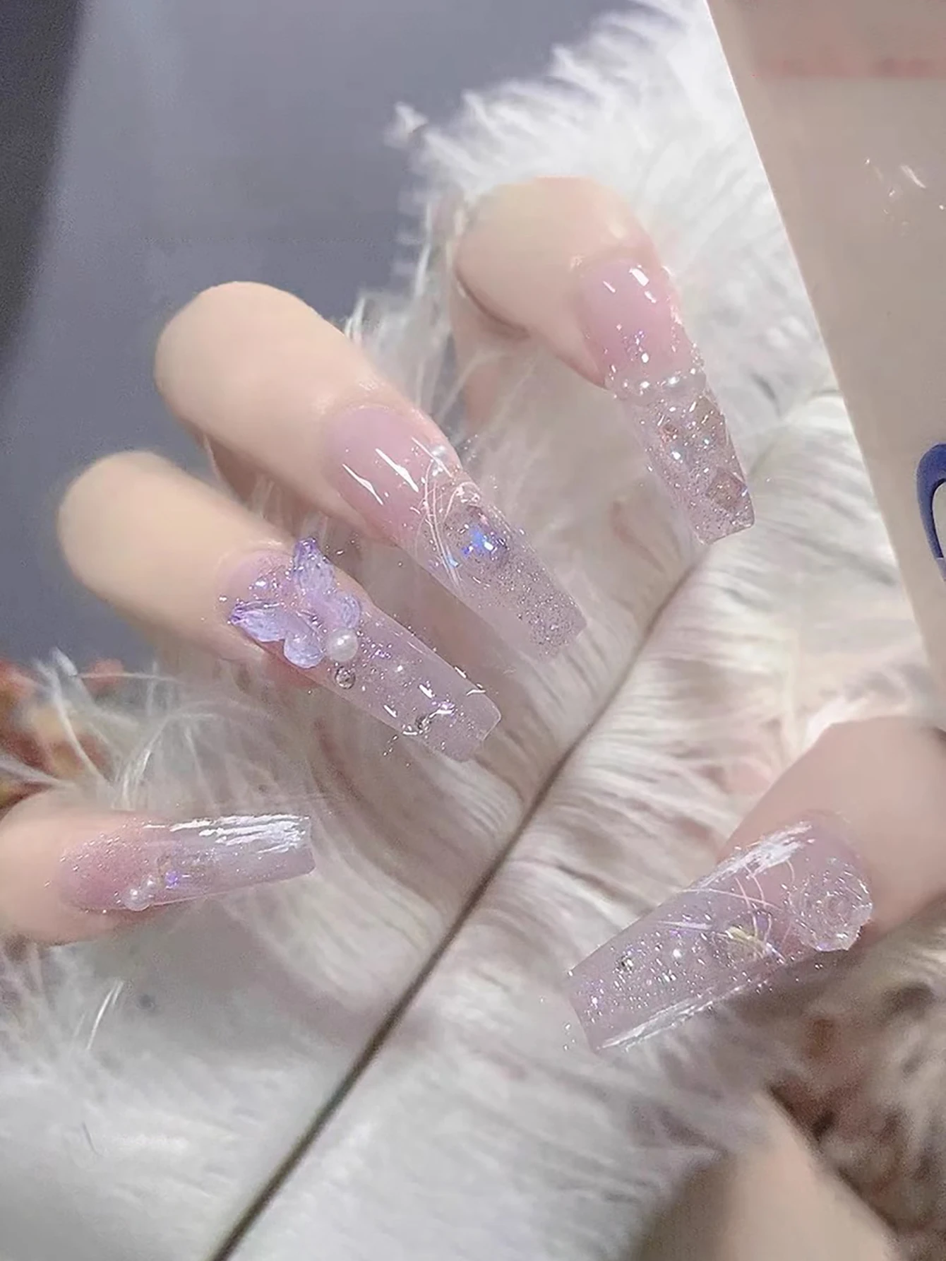 WS ฤดูใบไม้ร่วงและฤดูหนาวสไตล์ญี่ปุ่นอเนกประสงค์ Rock Sugar Glitter หักเพชรสีชมพูเจลเล็บเล็บ Art Home DIY