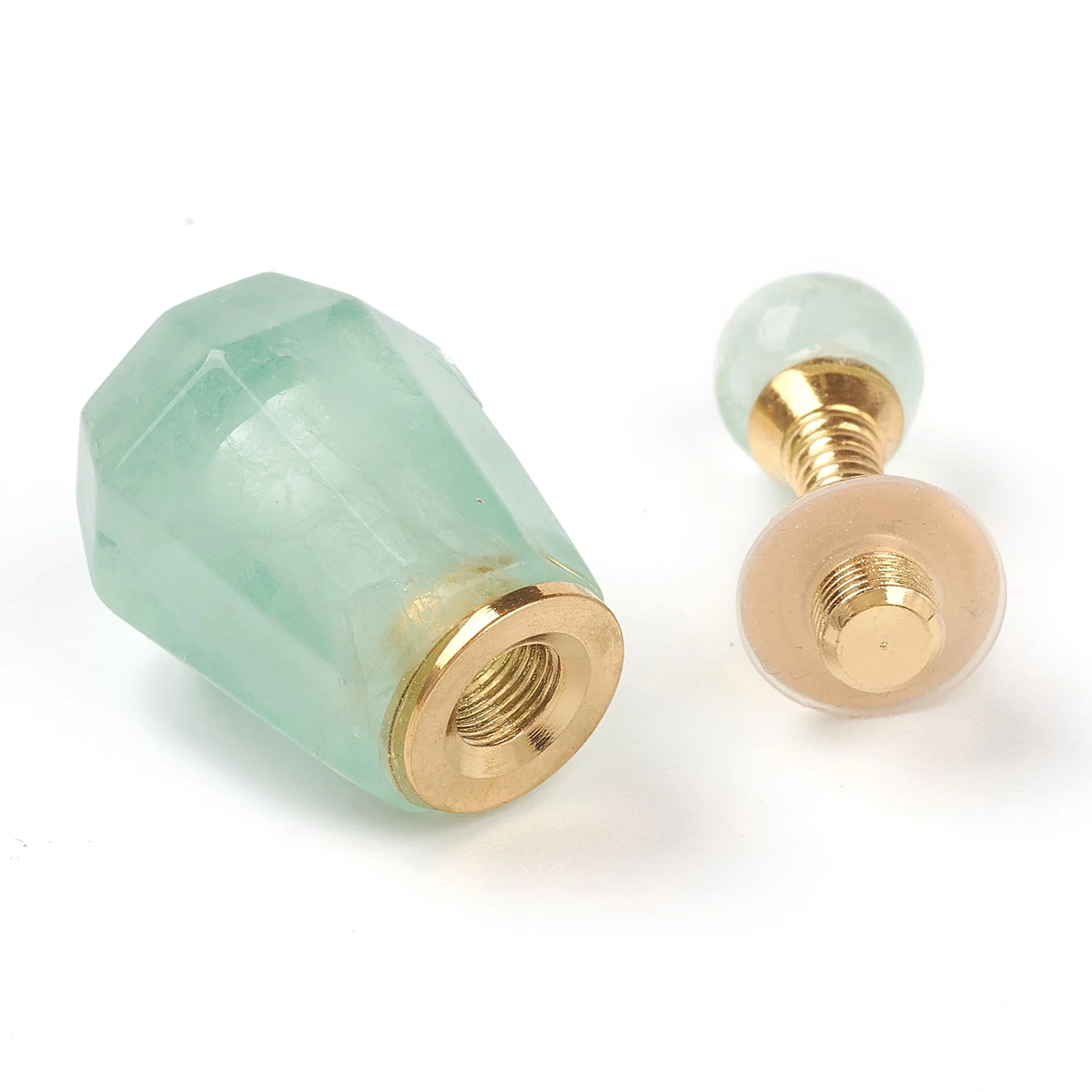 2pcs Faceted Natural Stone Openable Perfume Bottle Essential Oil Bottles for Jewelry Making Women Necklace Pendant