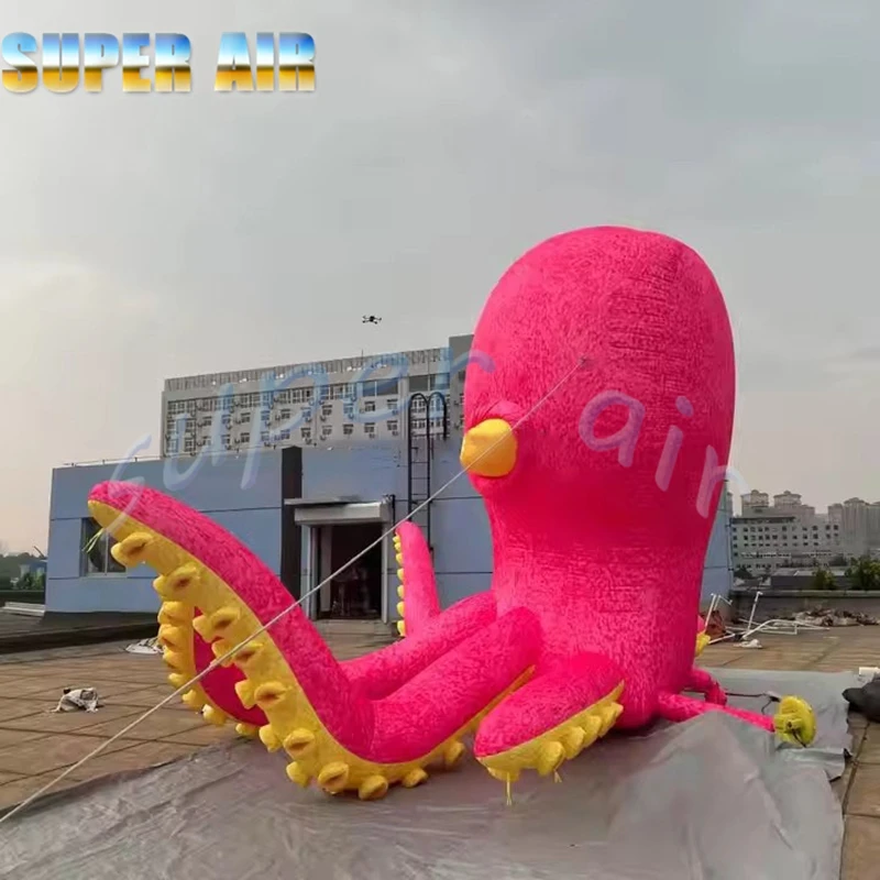 Decorazione esterna popolare gigante da 4 mH per modello di polpo gonfiabile rosa animale gonfiabile per feste