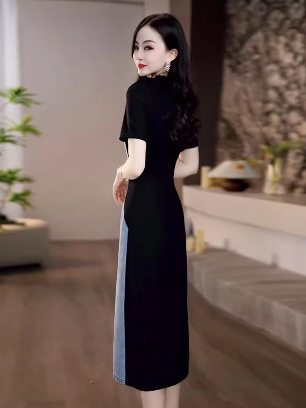 La Chapelle Faionable Denim Dr femmes été nouveau Design taille-collant jupe moulante taille haute a-ligne Midi Dr