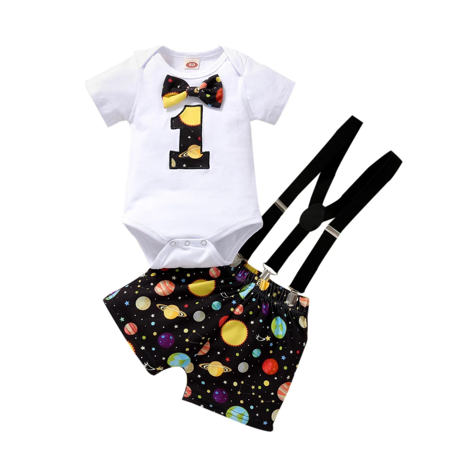 Baby Boys Birthday Clothes Bowtie Letter\