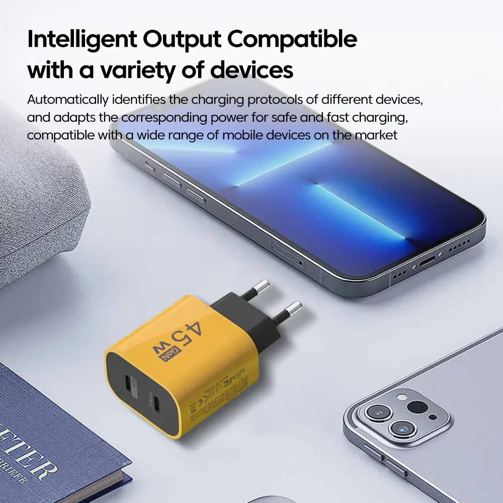 Olaf 45W Double USB C Phone GaN Charger Type C 2 Ports Phone Charger Wall Adapter Universal  For Huawei Samsung Xiaomi Iphone - náhled 6