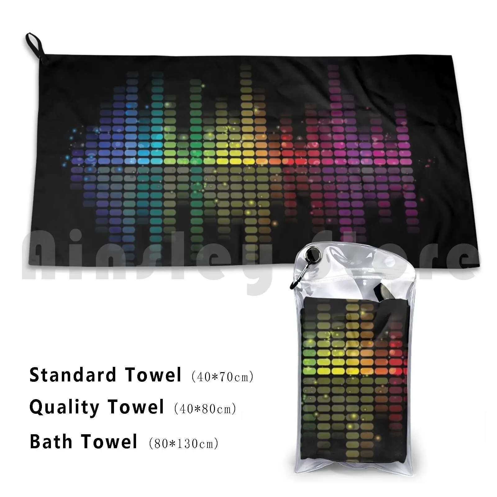 Music Sound Wave Colorful Bath Towel Beach Cushion Band Guitar Musician Song Pop Rap Lyrics Musical Instrument Hip