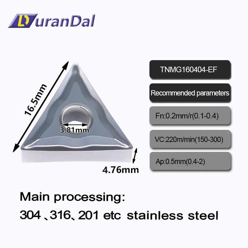 10PCS TNMG160404 EF LP8025 Carbide Inserts Turning Tools CNC Lathe Machining Tool for Stainless Steel Free Shipping