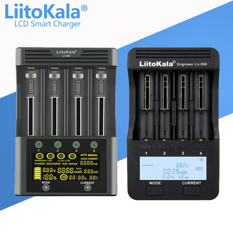 Liitokala lii-600 lii-500 lii-500S LCD 3.7V 1.2V 18650 26650 21700 Battery Charger,Test the battery capacity Touch control