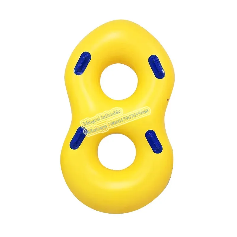 1.89x0.8m 6x3 feet Yellow Water Park Inflatable number 8 water Toys Trampoline Children's Play Equipment Rings Rafts Boat