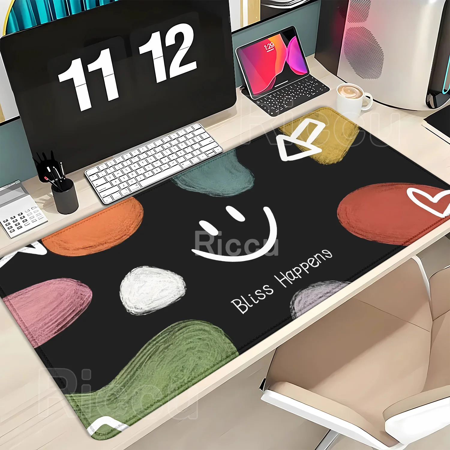 Smile XXL Mouse Pad Large Size Rubber Base Anti-slip PC Desk Accessories Mousepad for Offices