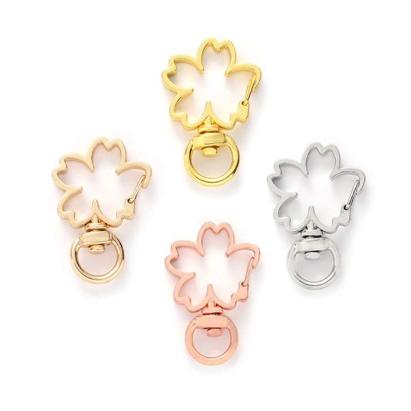 

10pcs Cherry Blossoms Hollow Key Chain Key Ring DIY Accessories Lobster Clasp DIY Accessories Connecting Ring