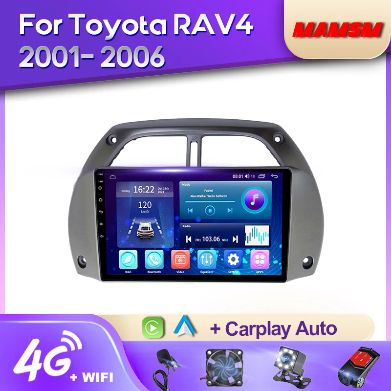 

MAMSM Android12 Car Radio For Toyota RAV4 Rav 4 2001- 2006 Video Multimedia Bluetooth Player Navigation GPS 4G Carplay Autoradio