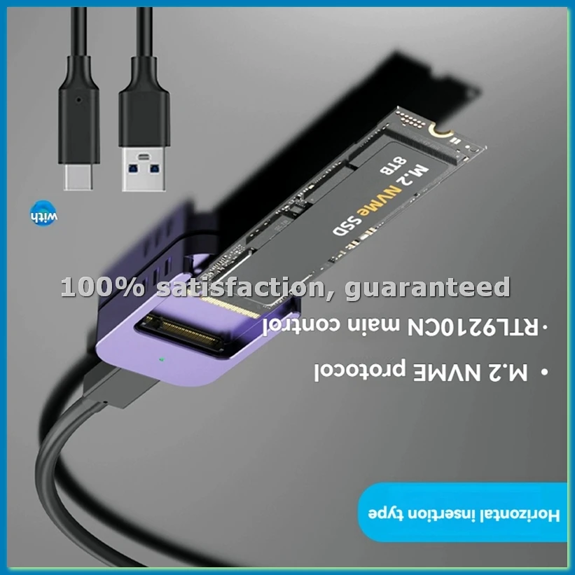 M.2 SSD Reader NVME to USB-C PCIe SSD USB3.2 Gen2 10Gbps Solid Disk Adapter with Write Protection-ABHG