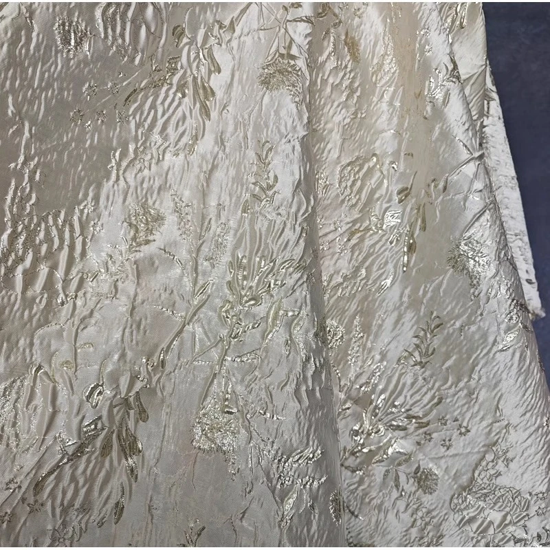 Chinese Style Apricot Jacquard Shiny Curtains Fabric Handmade Sewing Home Designer Suit Dress Stage Decoration Crafts Materials