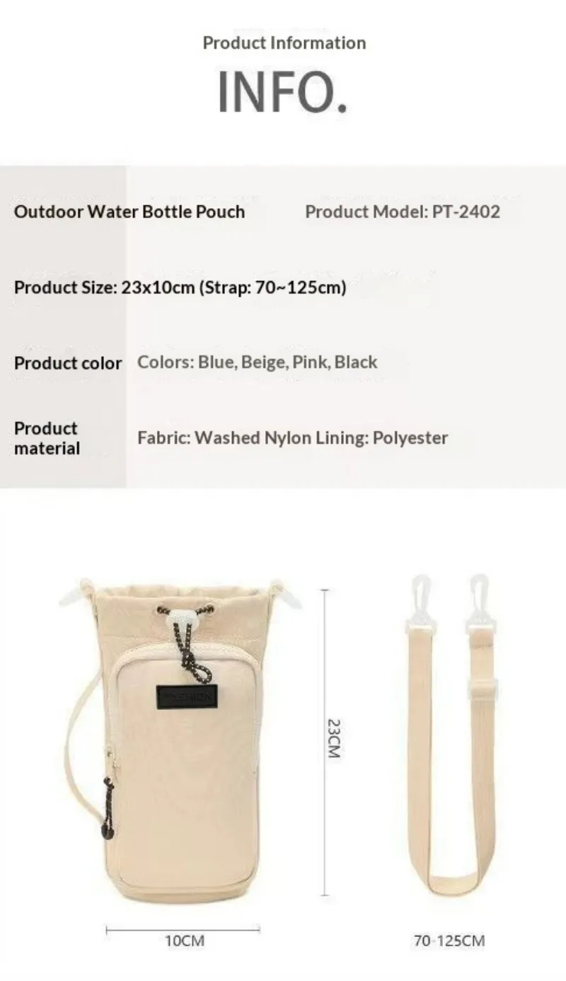 Unisex Wasserflaschenhalter mit Trageriemen, Isolierte Wasserflaschentasche mit Handyfach, Wasserflaschen-Umhängetasche – Detail 6