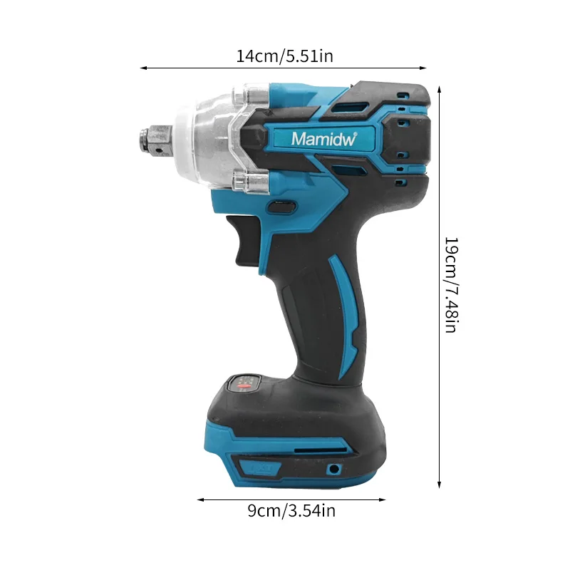 Mamidw 600N.M Cordless Impact Electric Wrench, Cordless High Power Shock Absorber for Car Repair, For 18v Battery