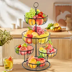 5 Tier Fruit Basket Large Capacity Multipurpose Kitchen Countertop Rack Metal Fruits Stand for Fruit Onion Potato Snack Holdiay