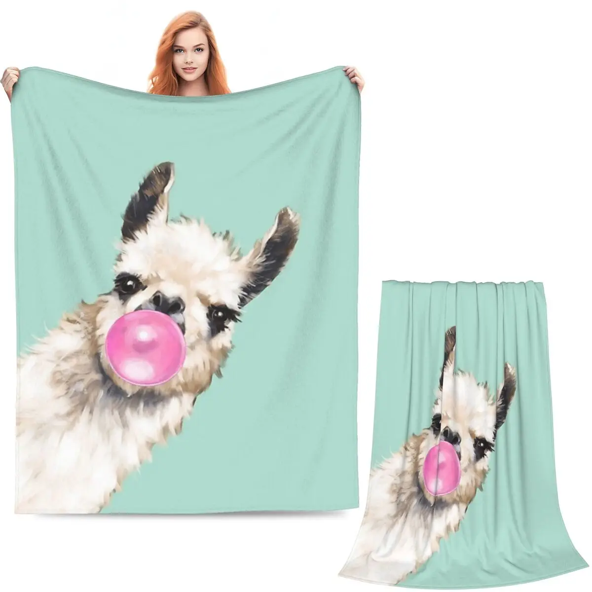 Llama Alpaca Animal Blankets Soft Warm Flannel Throw Blanket Bedspread for Bed Living room Picnic Travel Home Couch