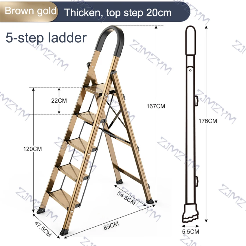 H001-20 Multifunctionele Vouwladder Visgraat Ladder Verdikking Aluminiumlegering Ladder Lichtgewicht Thuis Indoor 5-Step Ladder