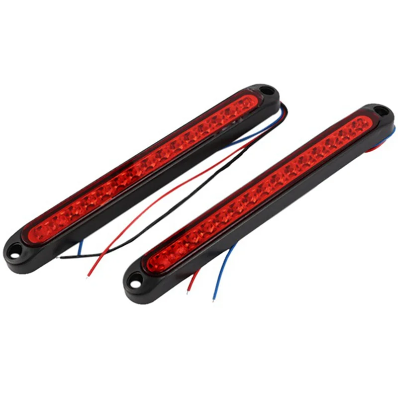 

2Pcs 10 Inch 15 LED Trailer Truck RV Stop Tail Rear Brake Turn Light Bar Stop Rear Side Marker Lights Waterproof (Red)-ABQF
