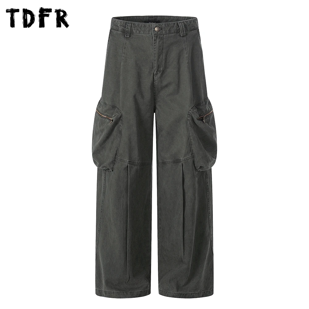 

Мужские брюки карго с карманами, однотонные, с плиссировкой, в стиле ретро-сафари, прямые, свободные, с широкими штанинами