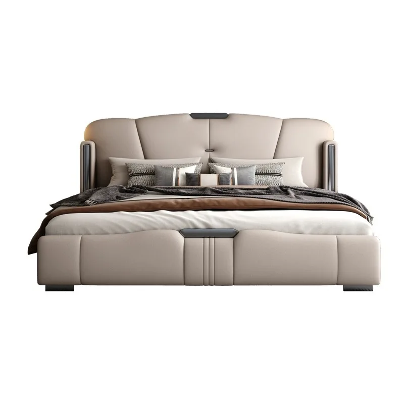 Internet celebrity bed, Italian upholstery, bedside air pressure storage bed, master bedroom, double bed, luxury wedding bed
