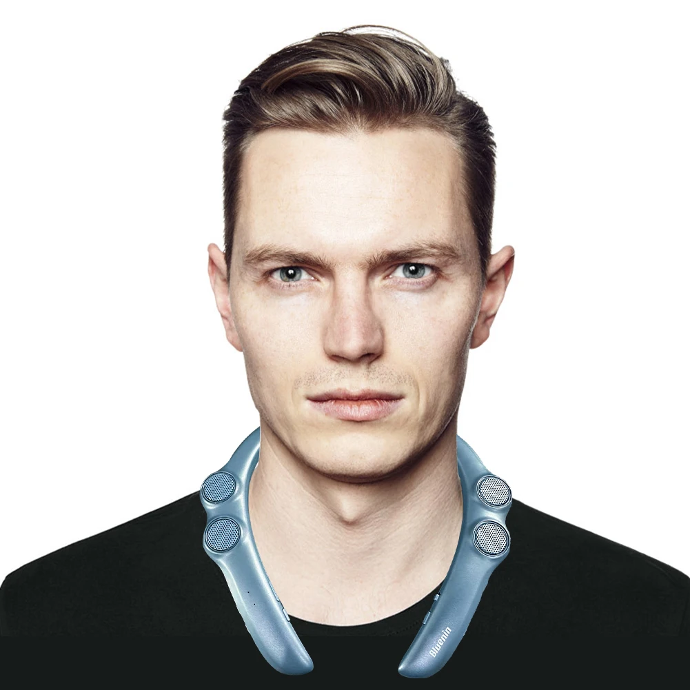 Alto-falante com faixa de pescoço, compatível com bluetooth 5.0, alto-falante pendurado no pescoço, ipx4, à prova d'água, em forma de u, para viagens, caminhadas, ciclismo