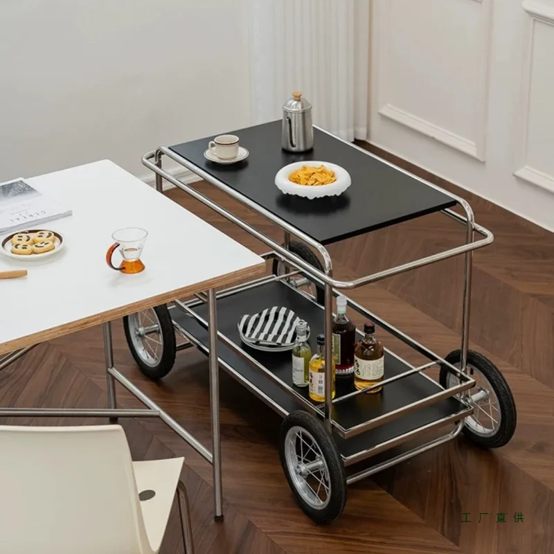 Modern medieval Bauhaus trolley movable dining car with wheels USM commercial home living room floor side few