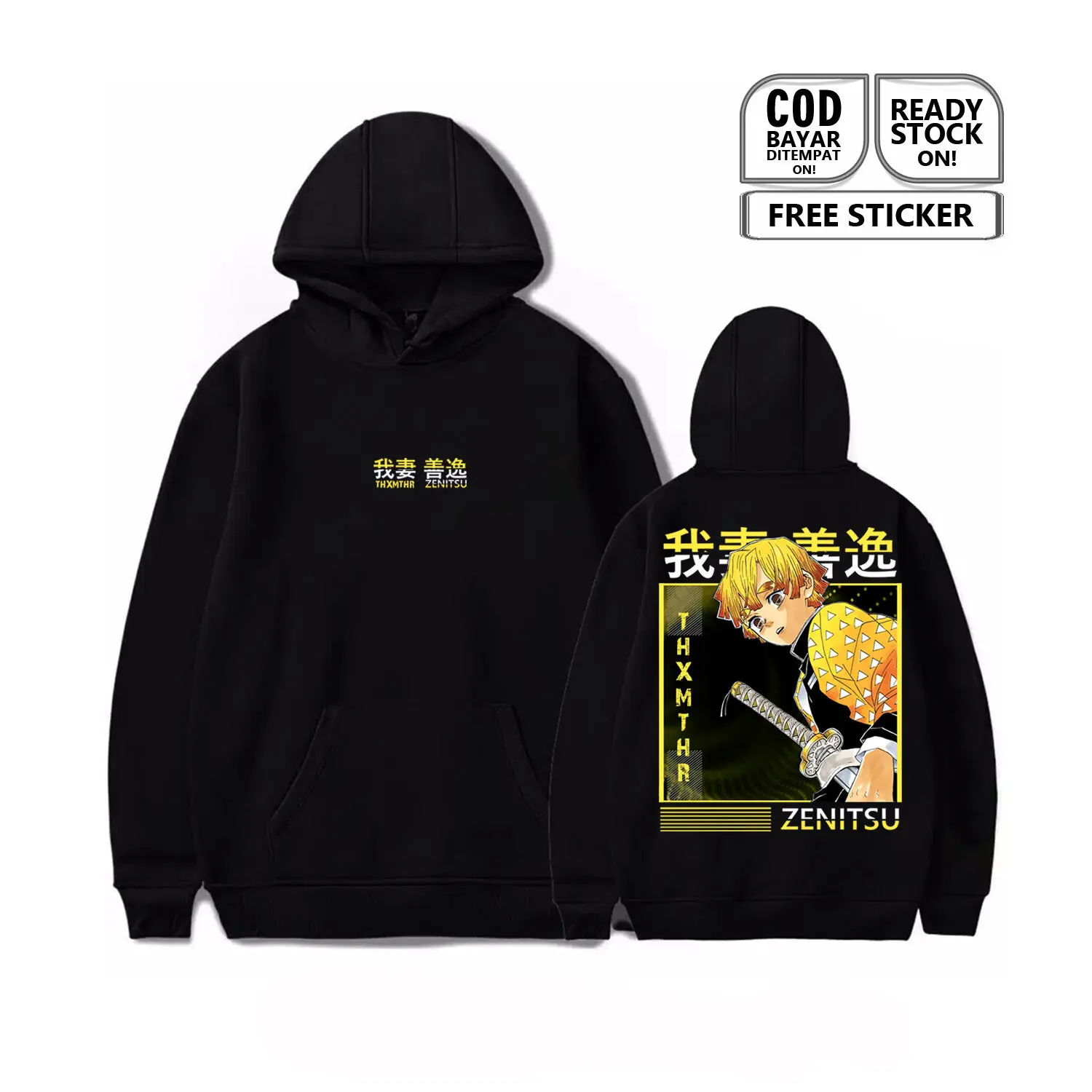 Hoodie Zenitsu Agatsuma Kimetsu No Yaiba Demon Slayer Inosuke Nezuko Tanjiro Enmu Yuno Anime Manga Baju Jepang Culture