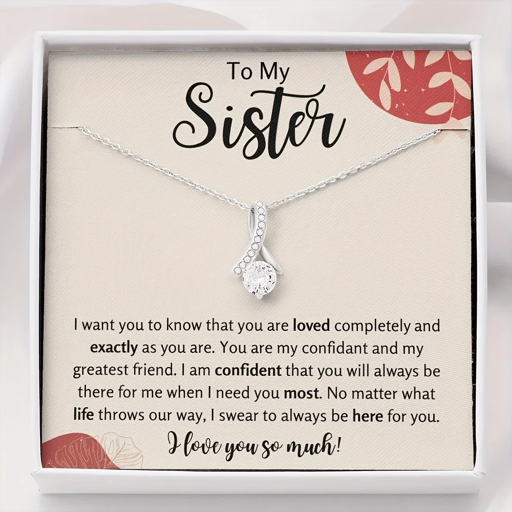 Collar de regalo para mi hermana, regalos de cumpleaños para mi hermana, regalos de joyería para mi hermana, incluidos tarjetas de felicitación y cajas de regalo.