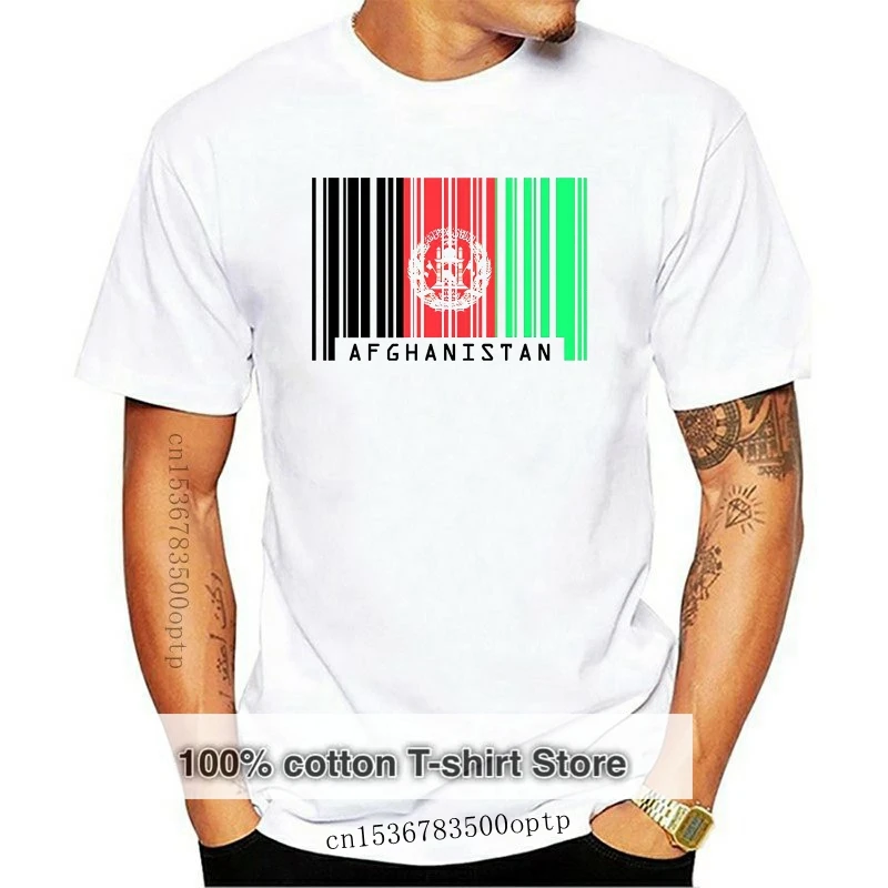 2024 Sommer T-Shirt mich Afghanistan Barcode-Stil Flagge-Herren Rundhals-T-Shirt-7 Farben Militär T-Shirts