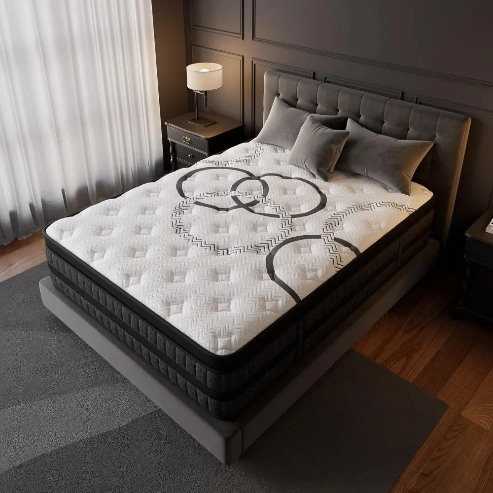 

14" Hybrid Euro Top Mattress - Medium Firm for Back & Lumbar Support, Pocket Springs & 365-Night Trial