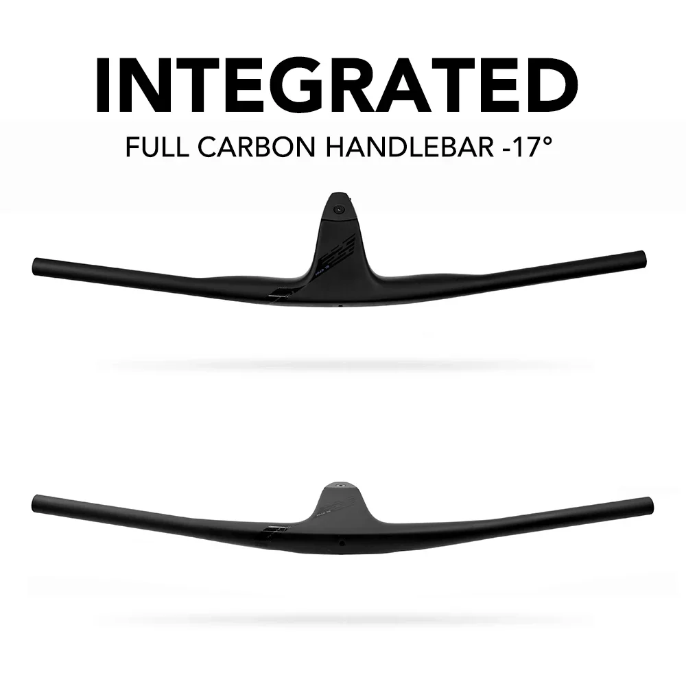 RACE Vollständig interner Kabelzug Integrierter MTB-Lenker,-17 ° Integriertes Cockpit, Carbonfaser XC Crossbike-Lenker mit Abstandshaltern – Detail 1