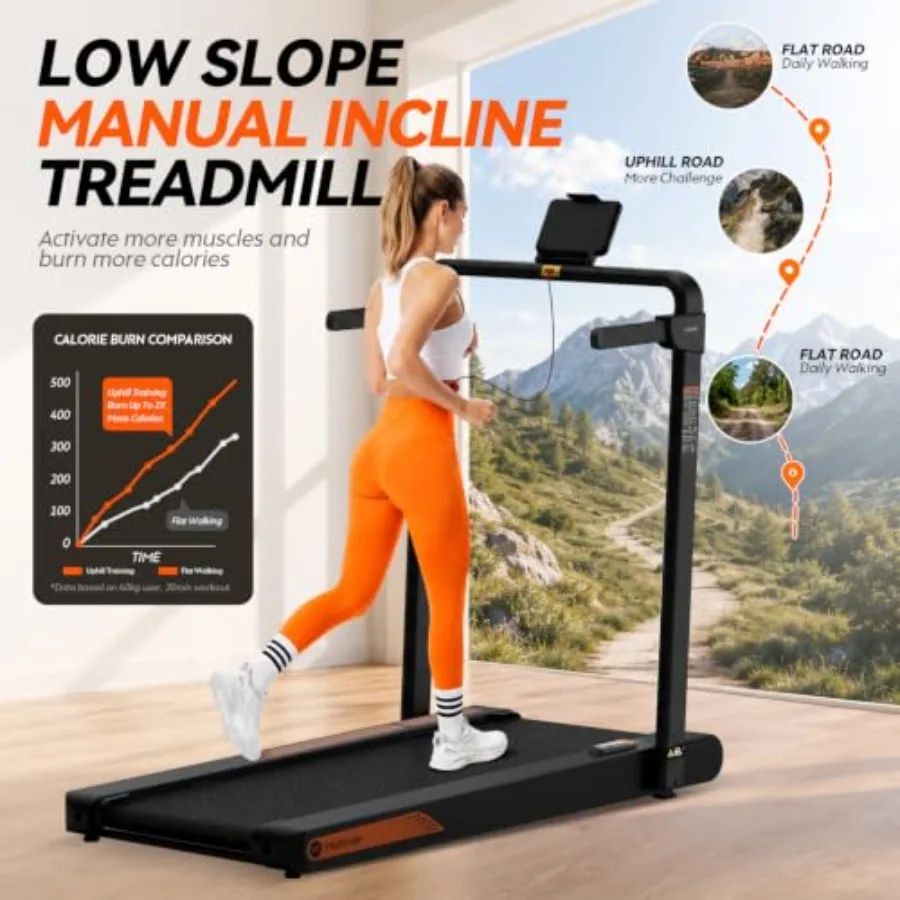 Walking Pad With Vibration Plate And Handle Bar For Home Use, Foldable Treadmill In Black, Compact Design With Quiet Motor